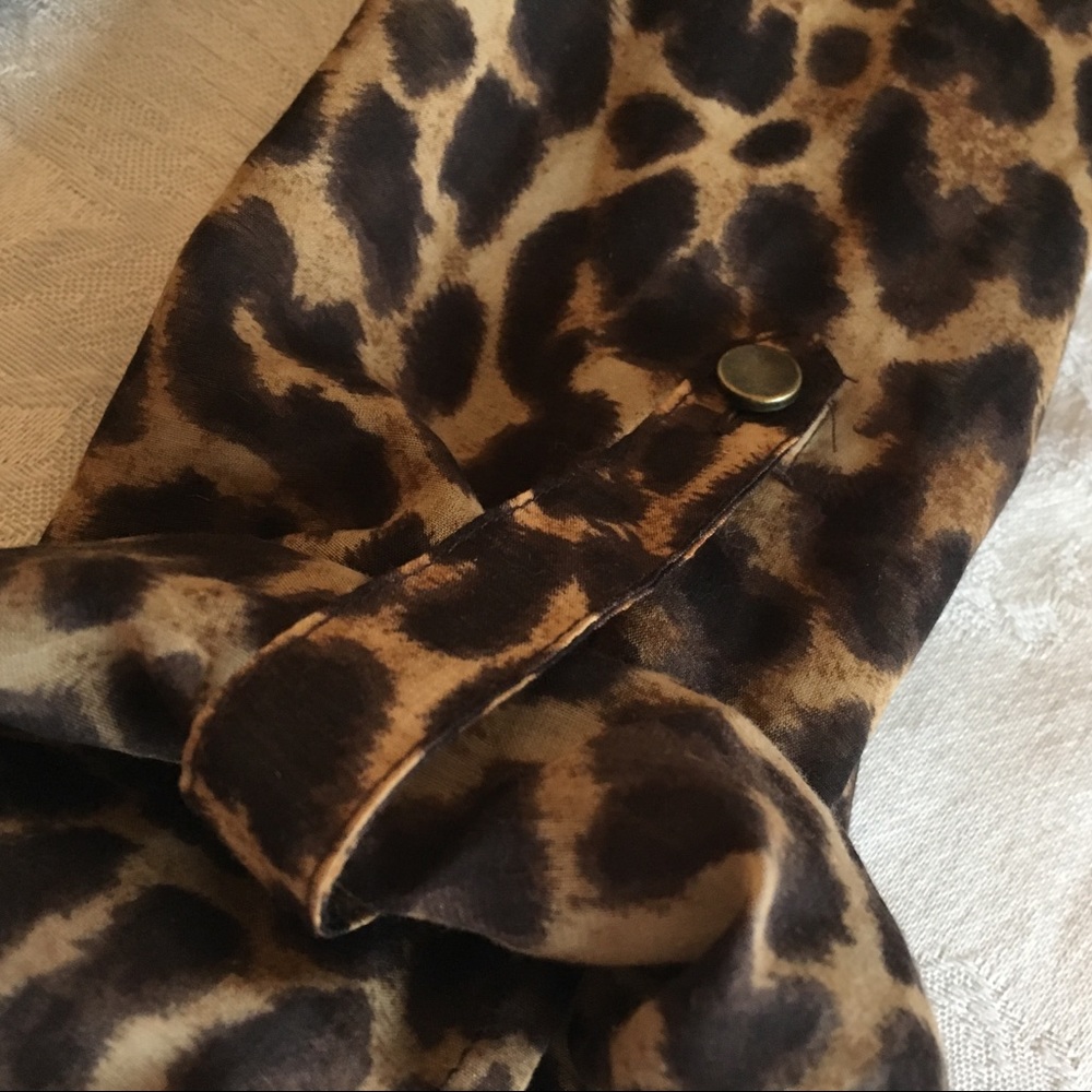 Button-Up Leopard Print Blouse - Picture 3 of 5